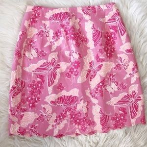 Lilly Pulitzer Pink Embossed Scallop Cut Skirt